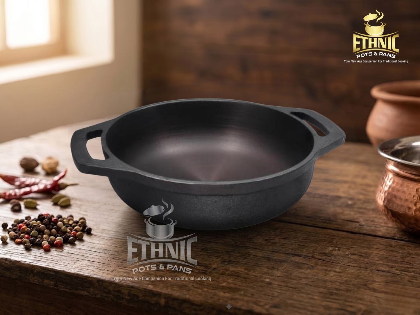 Cast iron Smooth finish flat base Kadaai