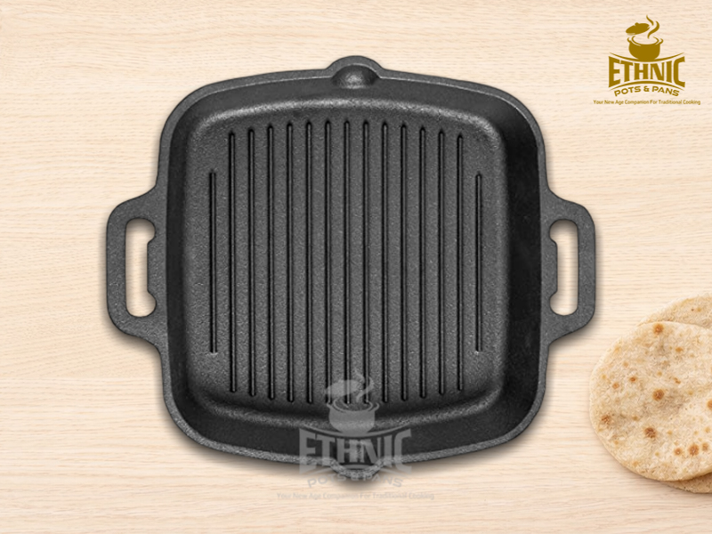 Short Grill Pan with Dual Handles – Ethnic Pots & Pans