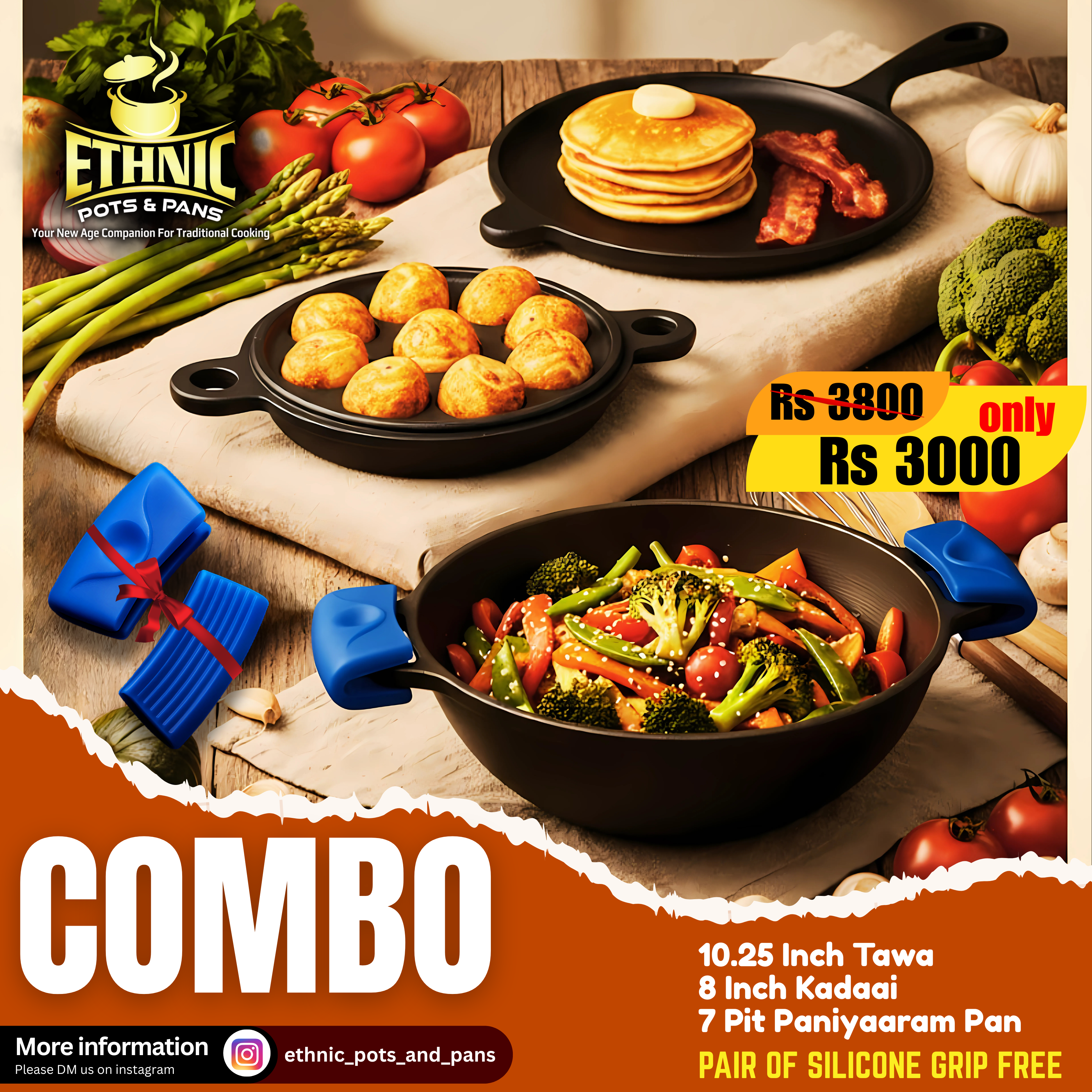 Premium All-Rounder Cookware Combo – Ethnic Pots & Pans