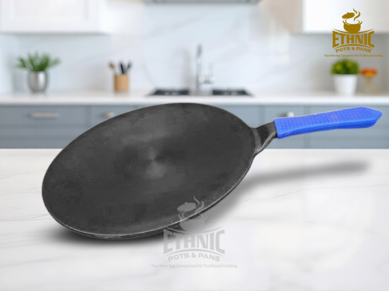 Concave Dosa Tawa with long handle & Heat resistant Grip
